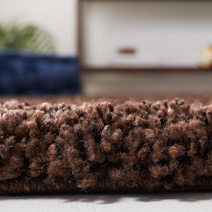 SAFAVIEH Santa Monica Shag Collection 8' x 10' Brown SGN725 Solid Non-Shedding Living Room Bedroom Dining Room Entryway Plush 2-inch Thick Area Rug