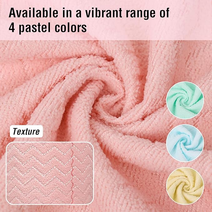 Microfiber Cleaning Cloth Roll 75 Pack Green+SOOWASH Microfiber Cleaning Cloth Roll 75 Pack Pink