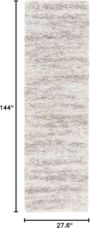 SAFAVIEH Hudson Shag Collection Runner Rug - 2'3" x 12', Ivory & Beige, Modern Design, Non-Shedding & Easy Care, 2-inch Thick Ideal for High Traffic Areas in Living Room, Bedroom (SGH206B)