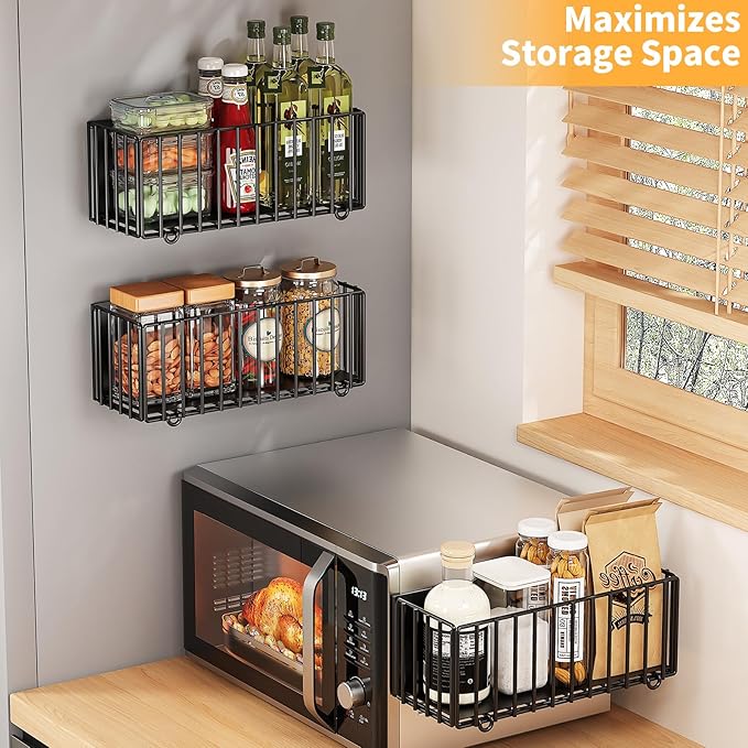 2 Pack Heavy-Duty Magnetic Basket for Fridge, 10lbs Capacity, Foldable Organizer Basket with 4.3" Enhanced Height for Large Bottles or Heavy Items, Spices, Kitchen(2 Pack)