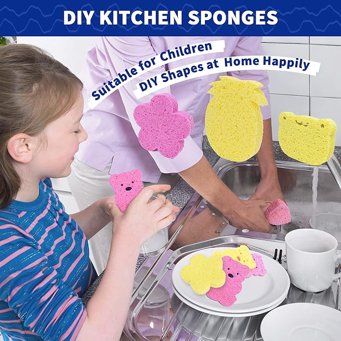 24 Pack Durable Kitchen Sponges and Dish Soap Brush with Soap Dispenser for Dishes, Pans, Sink, Pots