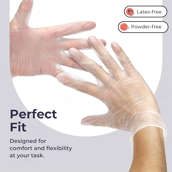 Fit Meal Prep 1000 Pack Disposable Latex Free Medium Vinyl Food Prep Gloves - Powder Free, Ideal for Kitchen, Bathroom, Household, Gardening