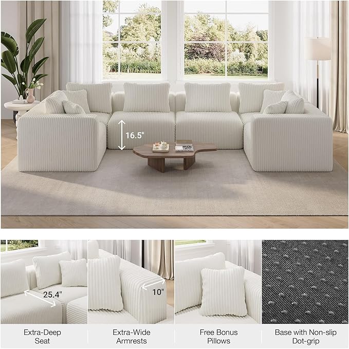 Novilla 70.8" Modular Sectional Sofa, Modern Cloud Sectional Couch with Smarts Coil® Support, Upholstered Boneless Couch for Living Room Apartments Bedroom, No Assembly Required, Beige (Loveseat)