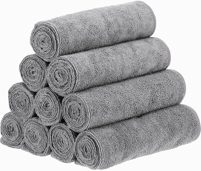 48 Pack Bleach Proof Towels 16x 26inch Microfiber Absorbent Hair Towels Bulk Bleach Salon Hand Drying Cloth for Gym Bath Spa Shaving Shampoo Home (Light Gray)