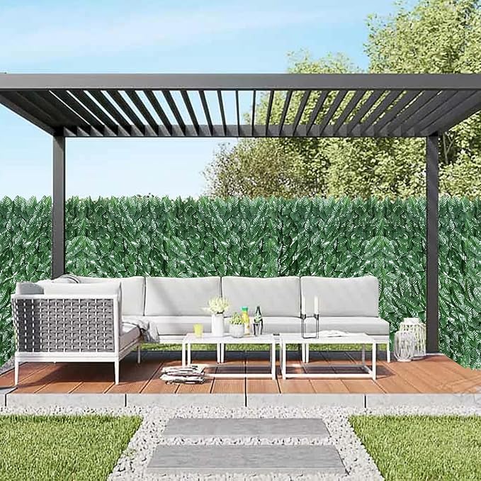 Artificial Ivy Privacy Fence Screen,59"x118" UV-Anti Fake Leaves Plant Vine,Privacy Hedges Wall for Indoor Outdoor Garden Backyard Decor,Color Green Pineapple Leaves
