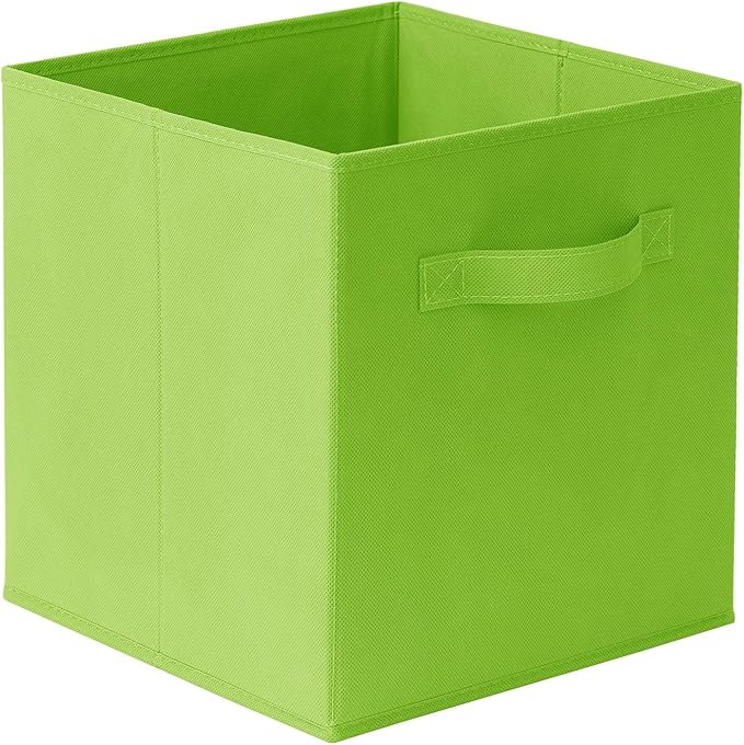 Casafield Set of 6 Collapsible Fabric Cube Storage Bins, Lime Green - 11" Foldable Cloth Baskets for Shelves, Cubby Organizers & More