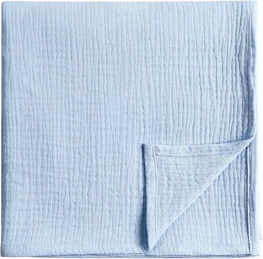 Meracorallo Muslin Swaddle Blanket, 100% Cotton Receiving Blanket Soft and Breathable Swaddle Wrap for Baby Boys and Girls, Sky Blue