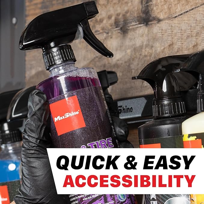 Universal Detailing Spray Bottle Holder (2-Pack) – Wall-Mounted Organizer Rack Holds 8 Spray Bottles – Lightweight, Durable Storage Accessory for Mobile Car Detailing & Garage Use