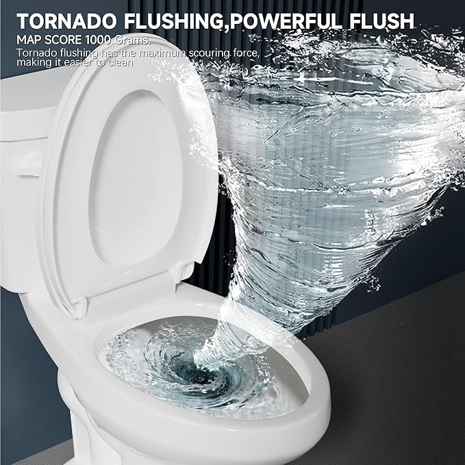 Elongated Extra Tall Toilet 21 Inch for Seniors 1.28 GPF Tornado Single Flush - Two Piece Comfort High Toilet for Bathroom, 20.5 Inch Bowl Height 21.25 Inch Seat Height, 12" Rough In, White