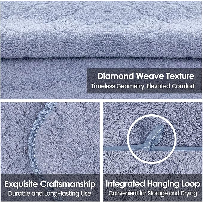 Bath Towels, Pack of 4, 30"x60", Large Microfiber Towel Set, Ultra Soft, Super Absorbent, Fast Drying, Perfect for Suana, Shower, Pool, Sport, Travel, Fitness, SPA,Yoga, Coral Fleece - Blue