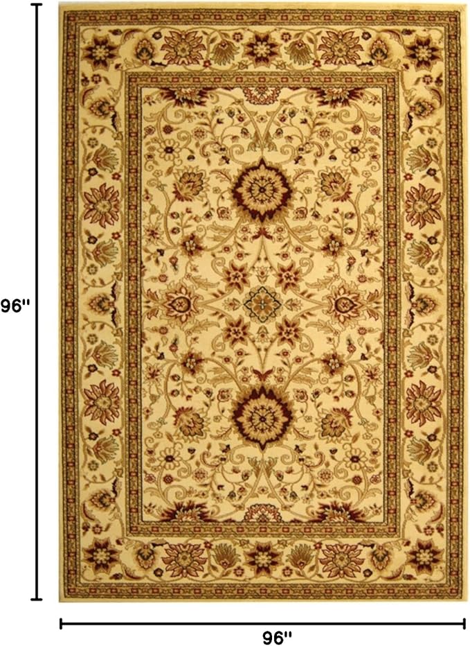 SAFAVIEH Lyndhurst Collection Area Rug - 8' Round, Ivory & Ivory, Traditional Oriental Design, Non-Shedding & Easy Care, Ideal for High Traffic Areas in Living Room, Bedroom (LNH212L)