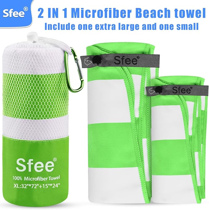 2 in 1 Microfiber Oversized Beach Towel, Quick Dry Towel Travel Towel Camping Towel Super Absorbent Compact Lightweight Sports Gym Towels for Beach,Gym, Hiking, Pool, Backpacking, Bath, Yoga