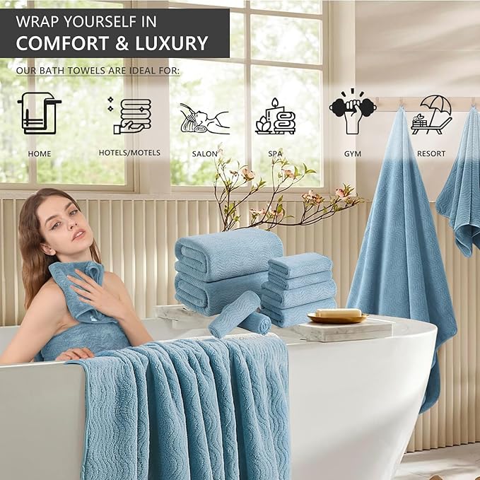 4 Piece Extra Large Bath Towel 35"x70" Oversized Bath Sheet Bath Towel Set for Bathroom Ultra Soft Cozy Highly Absorbent Quick Dry Bathroom Towel for Spa Gym Hotel,Shower Towel for Daily Use,Turquoise