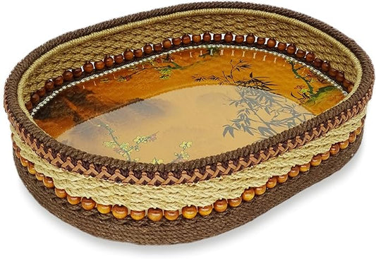 Zenpeace Wicker Basket, Suitable For Hand-Woven Basket Rectangular Storage Basket with A Handle, for Organizing and Decorating Projects, Storage Clothes and Various Items