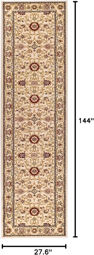 SAFAVIEH Lyndhurst Collection Runner Rug - 2'3" x 12', Ivory & Ivory, Traditional Oriental Design, Non-Shedding & Easy Care, Ideal for High Traffic Areas in Living Room, Bedroom (LNH212L)