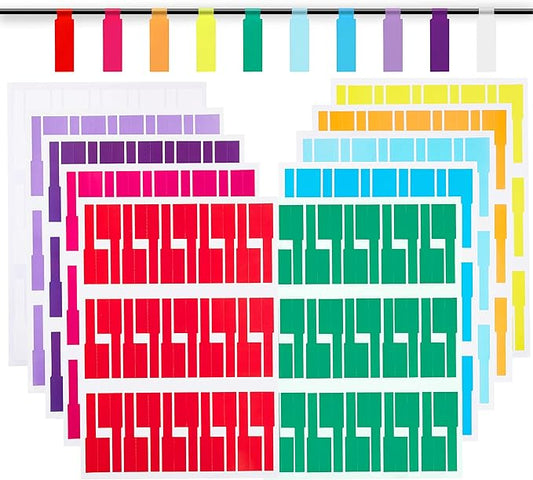 600 Cable Labels, JIQEZNL 20 Sheets Waterproof Cord Label for Electronics, 10 Colors Printable Wire Labeling Tags for Ethernet and Network, Write on Labels for Cable Organize