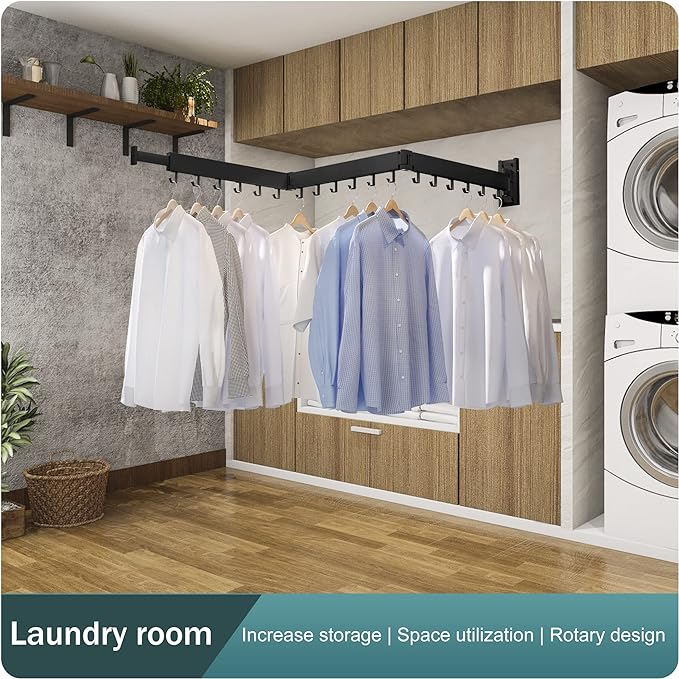 Clothes Drying Rack Wall Mounted,Drying Rack Clothing,Laundry Drying Rack,Wall Mount Clothes Hanger Rack,Laundry Rack Folding,Retractable Clothing Rack,Collapsible Clothes Hanging Rack