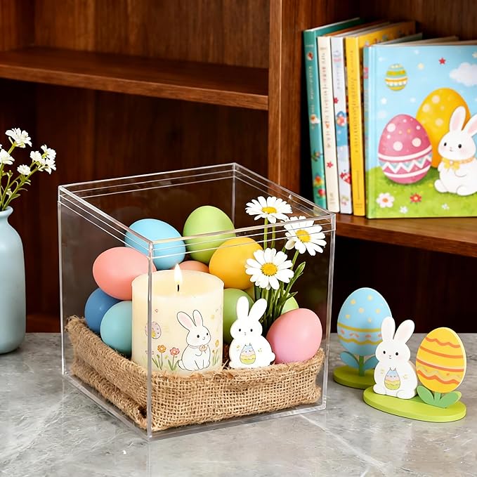 KissYou Acrylic Box Clear Boxes with Lids 2 Packs Display Case Christmas Party Decoration Plastic Square Cube Candy Boxes