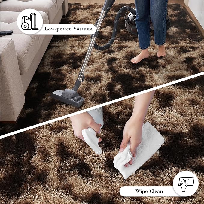 Fluffy Rug Shaggy Area Rug, Mottling Brown 2x4 Area Rugs for Bedroom, Small Bedside Rug, Soft Fluffy Shaggy Entryway Throw Rugs for Living Room Bedroom Kids Room Home Decor
