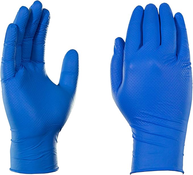 GLOVEWORKS HD Royal Blue Nitrile Industrial Disposable Gloves, 6 Mil, Latex & Powder-Free, Food-Safe, Raised Diamond Texture