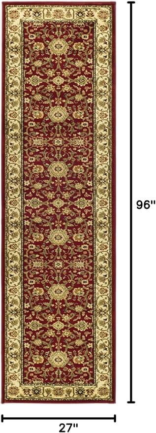 SAFAVIEH Lyndhurst Collection Runner Rug - 2'3" x 8', Red & Ivory, Traditional Oriental Design, Non-Shedding & Easy Care, Ideal for High Traffic Areas in Living Room, Bedroom (LNH212F)