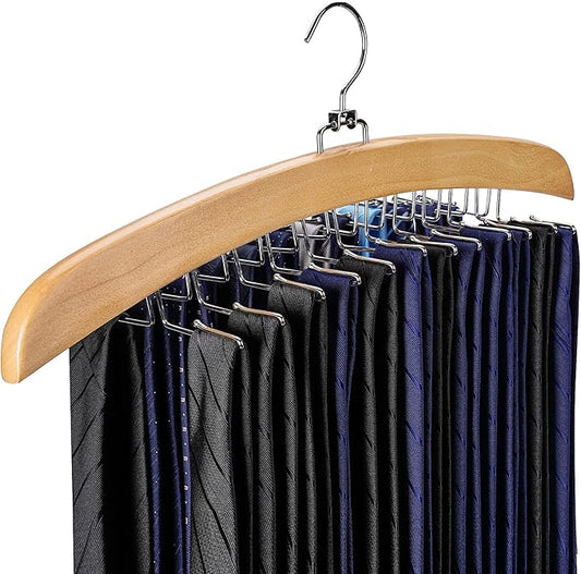 Tie Hanger 24 Hooks Tie Racks For Men Closet, Tie Rack With Upgraded 360°Rotating,Tie Hangers For Men,Tank Top Hanger,Neck Tie organizer,Belts Scarves Accessories for Bras,Tank Tops,Camisoles…