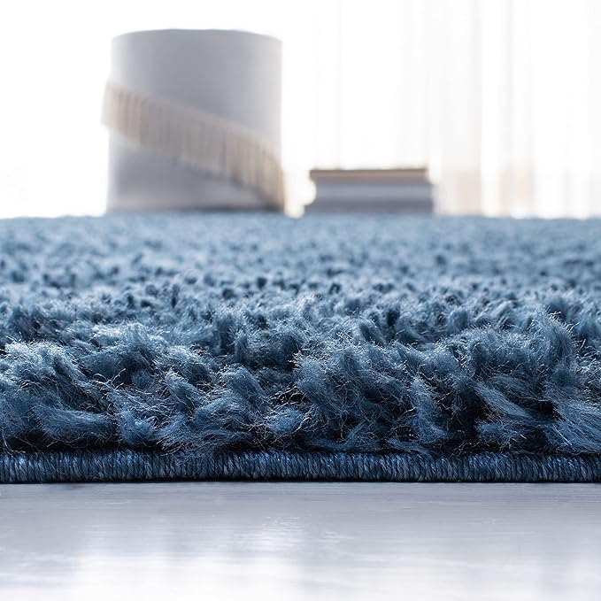 SAFAVIEH August Shag Collection Accent Rug - 2' x 5', Navy, Solid Design, Non-Shedding & Easy Care, 1.5-inch Thick Ideal for High Traffic Areas in Entryway, Living Room, Bedroom (AUG200M)
