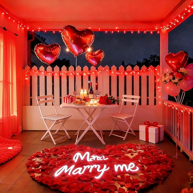LAMPHOME Valentine's Day Red Lights, 64.8FT 300 LED Christmas Mini Tree String Lights, Valentines Lights Waterproof Christmas Decorations for Outdoor Indoor Xmas Patio Home Party Garden Yard Decor