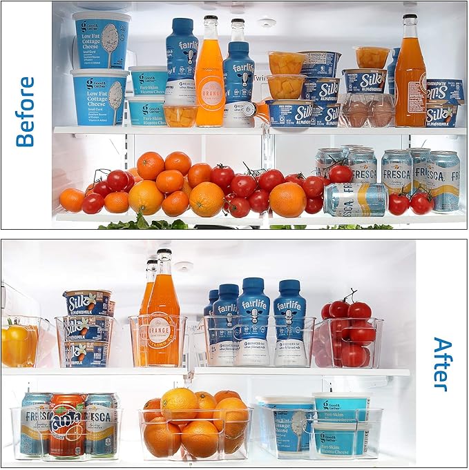 STORAGEBUD Fridge Organizer - 10 Pieces refrigerator organizer bins - Pantry Organization and Storage for Fridge & Refrigerator- BPA Free Freezer Organizer Bins