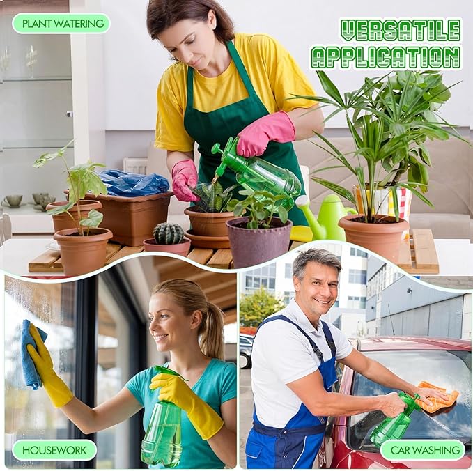 2 Pcs 1.5 Liter Misters Spray Pump Bottle with Full Neoprene Jacket and Built in Carrying Strap Garden Plant Mister Spray Bottle for Spring Personal Cooling Plants Watering (Green)