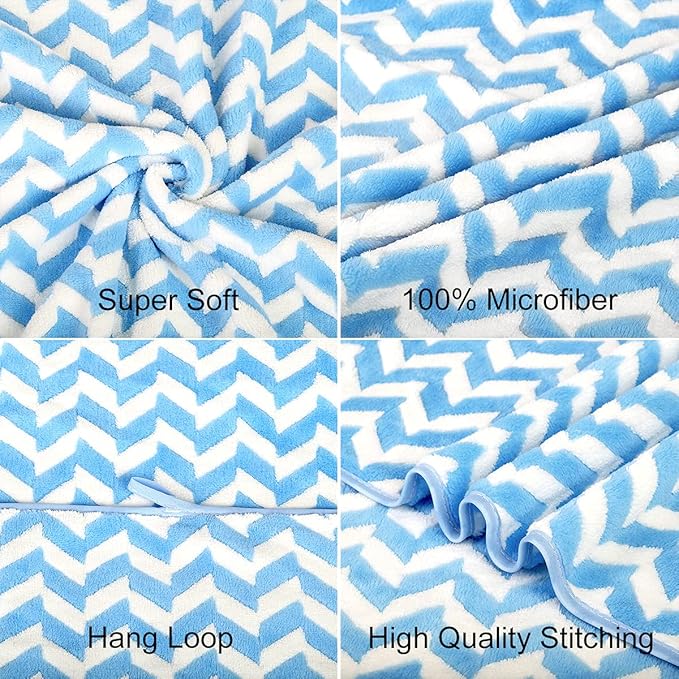 Microfiber Bath Towels, Bath Towel 2 Pack(30" x 60"), Oversized, Soft, Super Absorbent and Fast Drying, Multipurpose Use for Sports, Fitness, Yoga, Chevron Blue