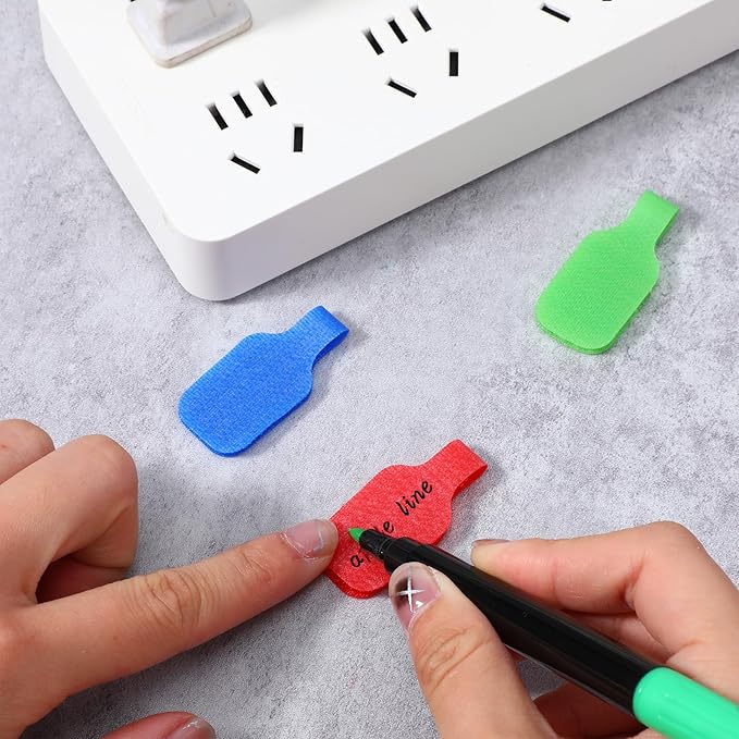 40 Pcs Cable Labels, Writable Cable Tags, Reusable Cords Labels Multi-Color Electronic Cables Identification Tags for Wire Organization and Identification