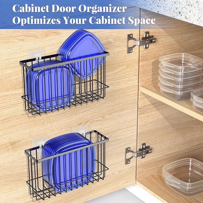 NiHome Cabinet Door Lid Organizer 2-Pack, Cabinet Organizers and Storage, Compact Design for Space Optimization-Over the Cabinet Door Organizer for Diverse Storage Solution
