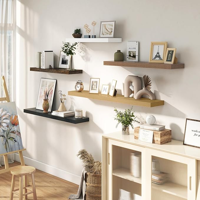 Dreamland 40 Inches Floating Shelves for Wall, 9.3" Deep Long Floating Shelves Set of 2, Large Display & Storage Shelf, Wall Shelf for Bathroom Bedroom Living Room Kitchen Office, White