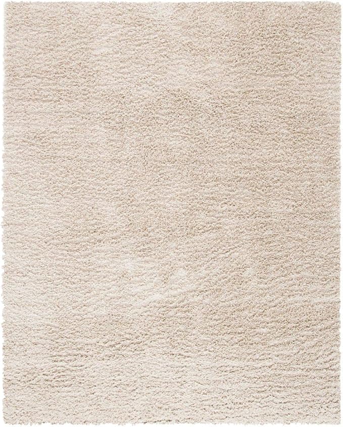 SAFAVIEH August Shag Collection Area Rug - 6'7" x 9', Beige, Solid Design, Non-Shedding & Easy Care, 1.5-inch Thick Ideal for High Traffic Areas in Living Room, Bedroom (AUG200D)