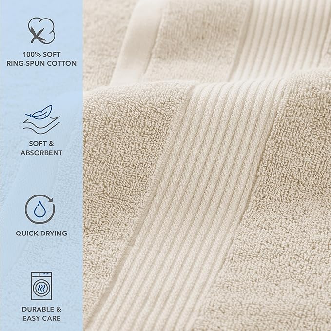 Arkwright Solid Bulk Hand Towels, Case of 60, 100% Cotton 600 GSM Soft Absorbent Guest Bathroom Towels for Hotel, Spa or Vacation Rental, 28 x 16 in, Alabaster Ivory