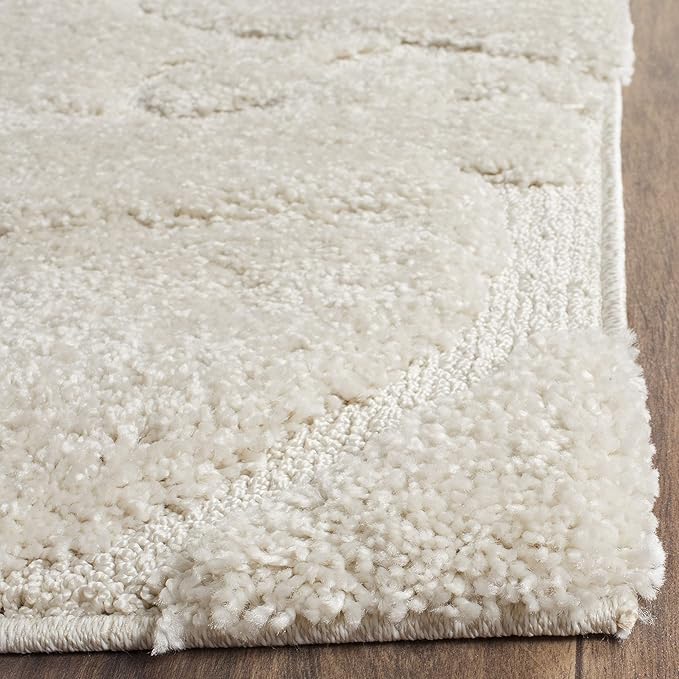 SAFAVIEH Florida Shag Collection Runner Rug - 2'3" x 11', Cream & Cream, Scroll Design, Non-Shedding & Easy to Clean, High-Low Plush Pile, Ideal for Bedroom, Foyer, Hallway (SG455-1111)