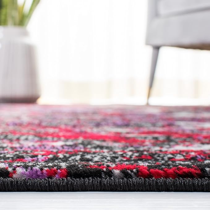 SAFAVIEH Skyler Collection 6' x 9' Black/Purple SKY186V Modern Abstract Non-Shedding Living Room Dining Bedroom Area Rug