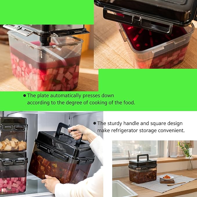 SMART Automatic Press Plate Food Storage Container for Kimchi Sauerkraut Pickle Fermentaion/Airtight Lid Food Storage Container for Preserved Food Bulk Fermentation (4L /1 gal)