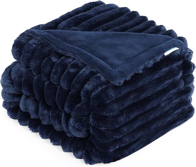 Waterproof Dog Blanket, Soft Fleece Blanket for Couch Protector, Reversible Pet Blankets Furniture Protector Cover for Small Medium Large Dogs Cats (Navy, 40"x50")