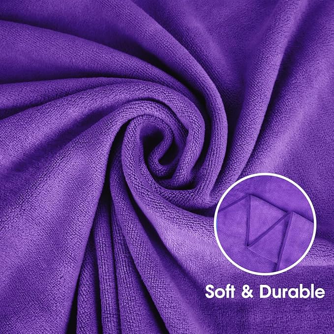 Bath Towel, Microfiber Bath Towels Set 6 Pack 30" x 60" - Large Size, Absorbent, Quick Drying as Fitness Towel, Sports Towels, Yoga Towel, Violet
