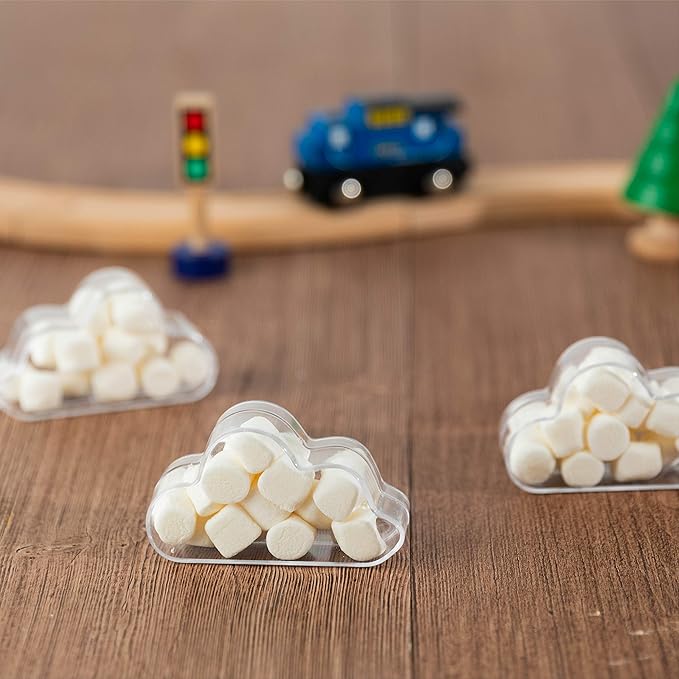Hammont Cloud Shaped Acrylic Candy Boxes - 12 Pack - 3.07"x1.77"x0.98" - Perfect for Weddings, Birthdays, Party Favors and Gifts | Designer Cute Clear Lucite Plastic Treat Containers