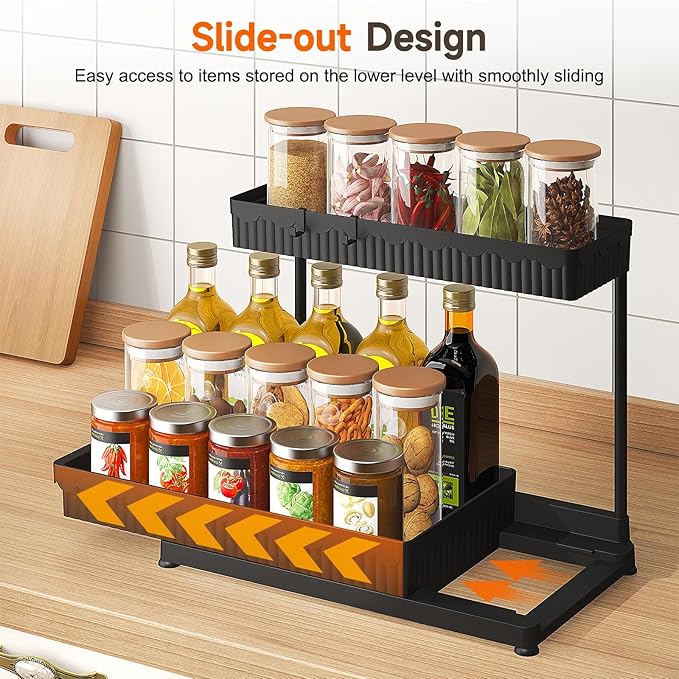 3 Pack Multi-Purpose Under Sink Organizers and Storage (Black, 14.85 inches)