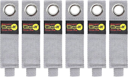 Heavy-Duty Wrap-It Storage Straps - 10" (6-Pack) Silver - Garage Organizer and Electric Cord Holder for Garage Essentials