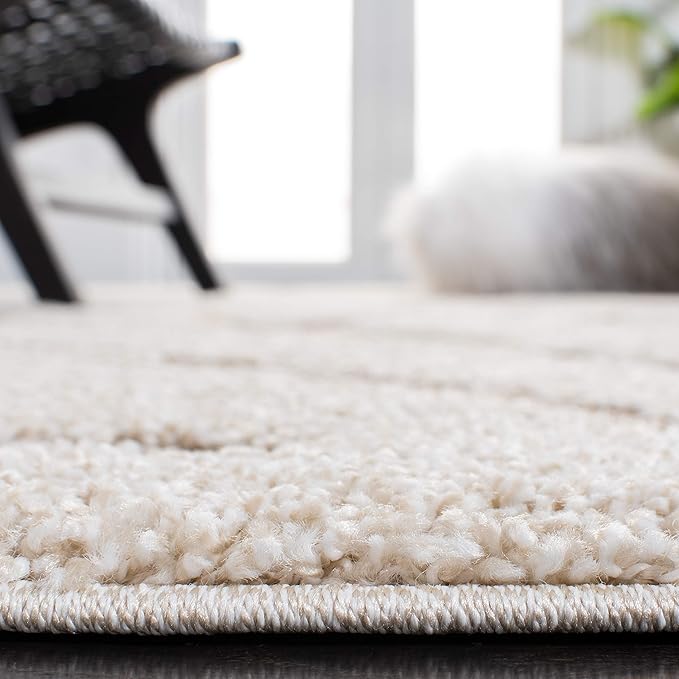 SAFAVIEH Florida Shag Collection Area Rug - 2'3" x 11' Runner, Ivory & Beige, Scroll Design, Non-Shedding & Easy to Clean, High-Low Plush Pile, Ideal for Bedroom, Foyer, Hallway (SG455-13LT)