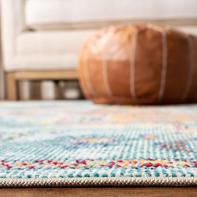 SAFAVIEH Crystal Collection Accent Rug - 3' x 5', Teal & Orange, Medallion Distressed Design, Non-Shedding & Easy Care, Ideal for High Traffic Areas in Entryway, Living Room, Bedroom (CRS501J)