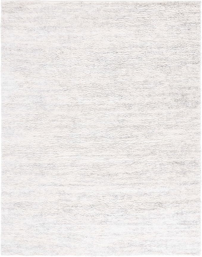 SAFAVIEH Berber Shag Collection Area Rug - 9' x 12', Ivory & Light Grey, 1.2-inch Thick Ideal for High Traffic Areas in Living Room, Bedroom (BER563F)