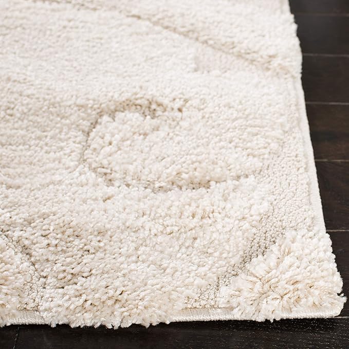 SAFAVIEH Florida Shag Collection Runner Rug - 2'3" x 21', Cream & Cream, Scroll Design, Non-Shedding & Easy to Clean, High-Low Plush Pile, Ideal for Bedroom, Foyer, Hallway (SG455-1111)