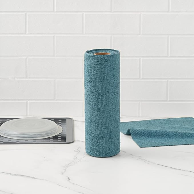 Clean Tek Professional 11.8 x 11.8 Inch Microfiber Towel Rolls, 300 Reusable Towel Rolls - Tear Away, Perforated, Teal Microfiber Cleaning Roll, For All The Cleaning Tasks