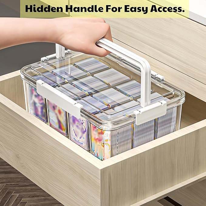 (2026 New) Craft Organizers And Storage With 12 Compartment,Acrylic Organizer Containers With Lids,Clear Bead Organizers And Storage With Handle,Airtight Sewing Box.4 Removable Inner Box. (Clear)